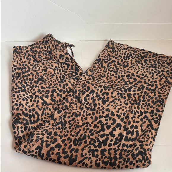 Gap pull on wide leg leopard print linen blend pants draw string pockets - Picture 9 of 16